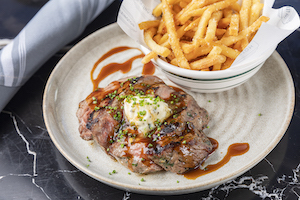 Australian Bavette Steak Frites, Peppercorn Sauce & Fries