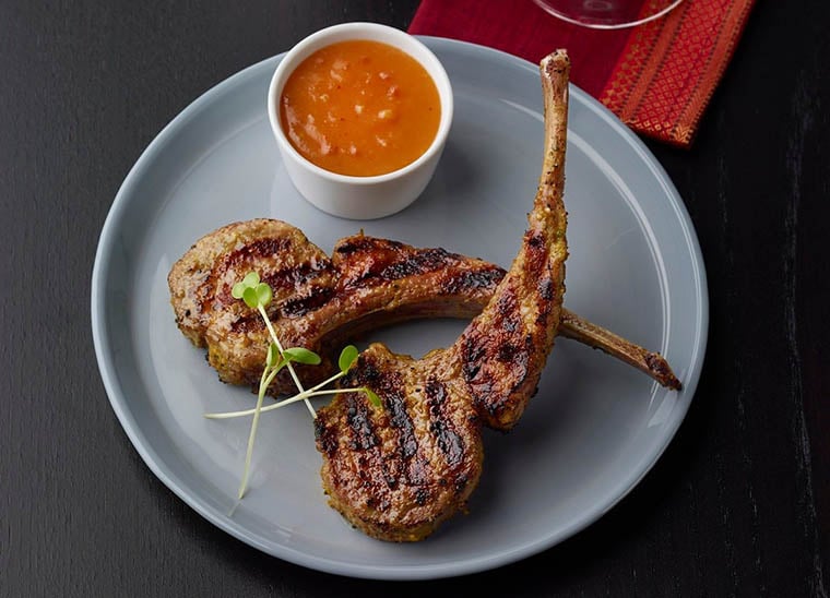 Satay Australian lamb chops and peanut sauce