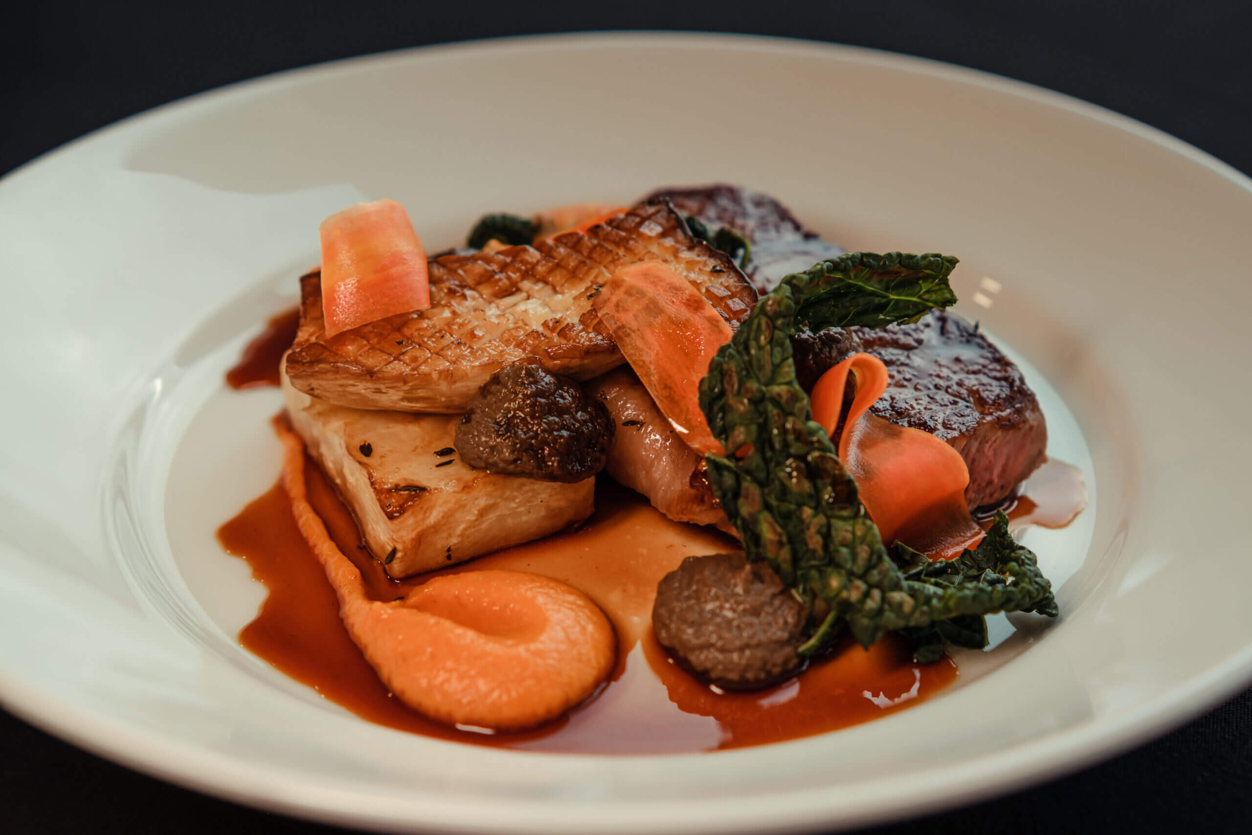 Aussie Wagyu Sirloin Steak, Celeriac Fondant and Red Wine Jus