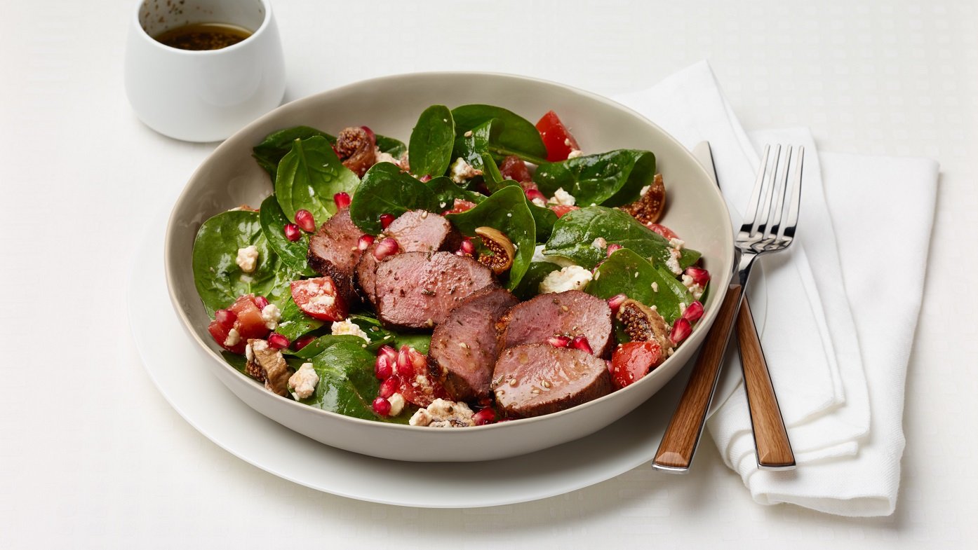 Spinach salad with za’atar Dressing