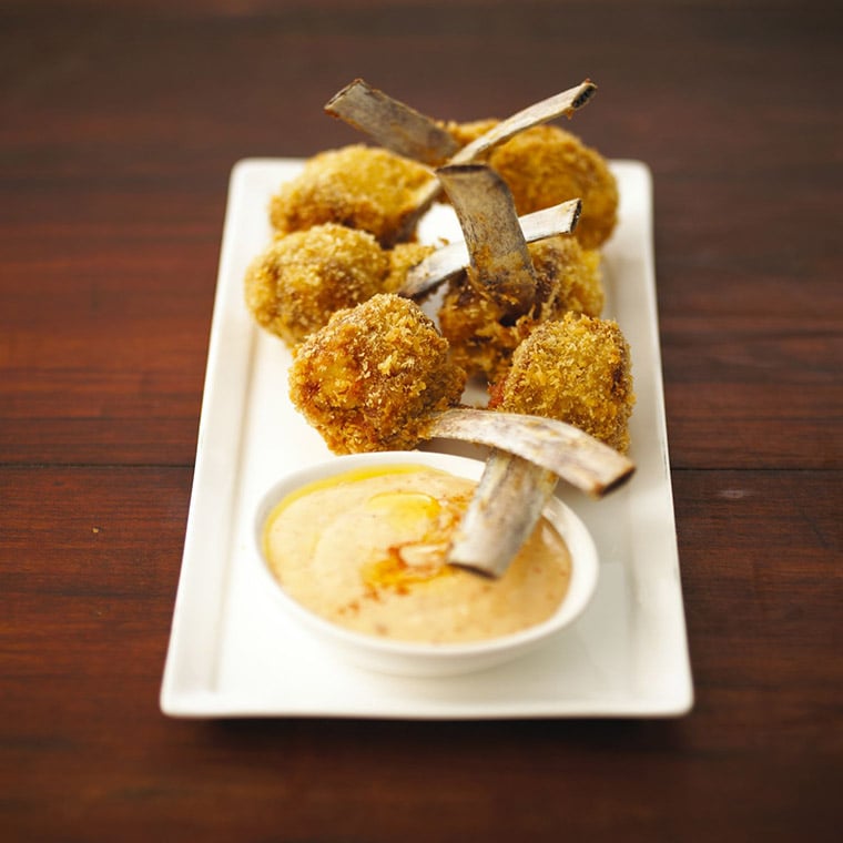 Crunchy stuffed lamb riblets