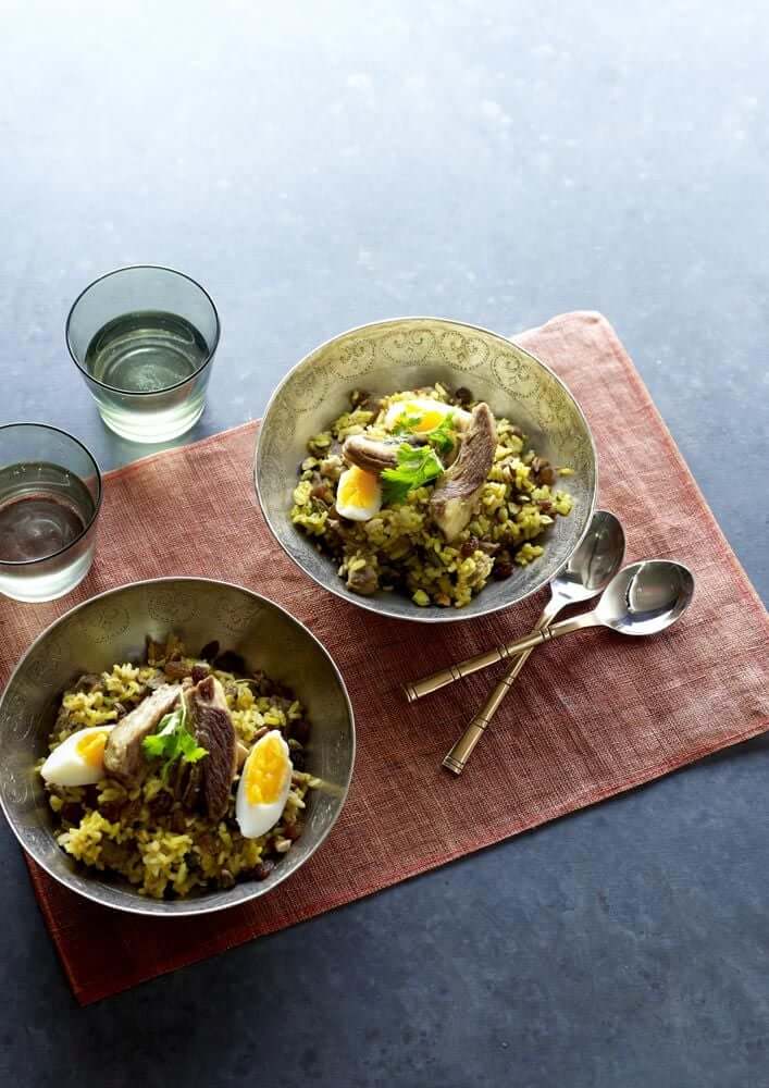 Lamb biryani with kashmiri style sticky ribs