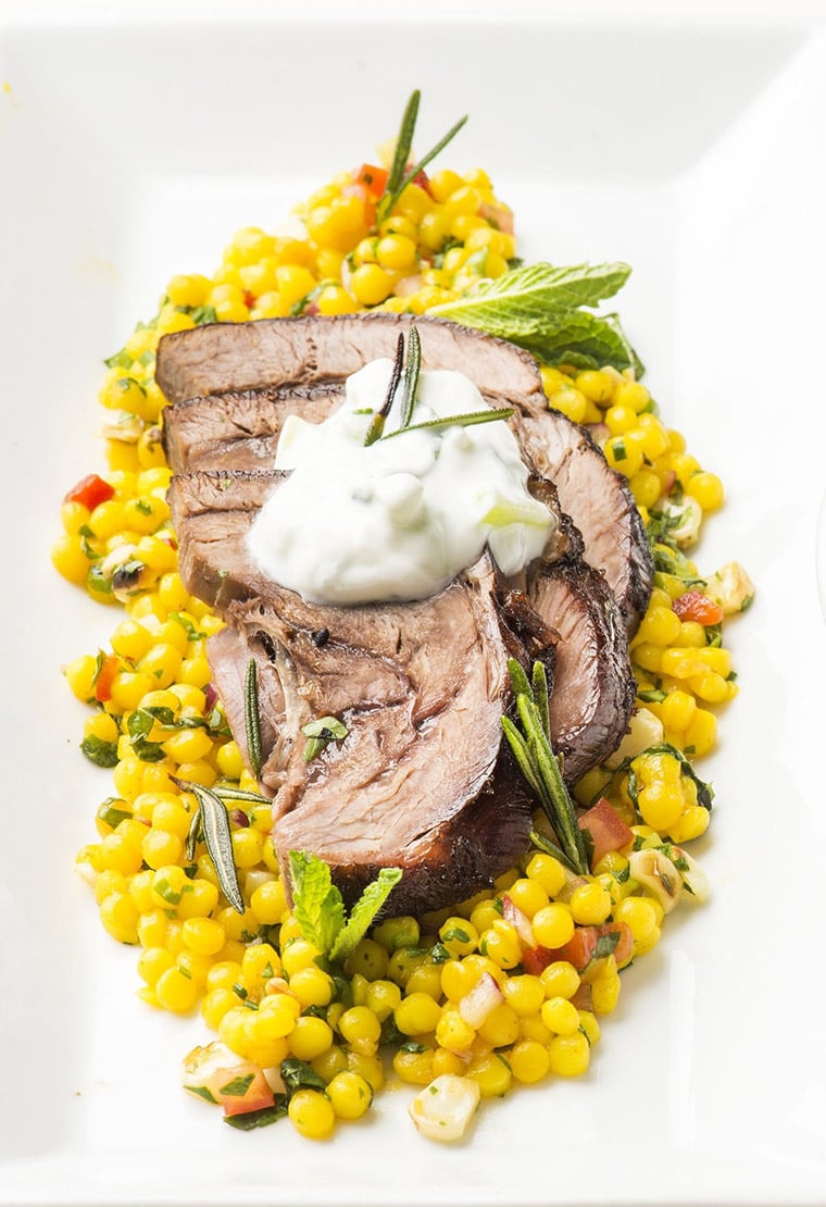 Molasses n’ bourbon glazed leg of lamb