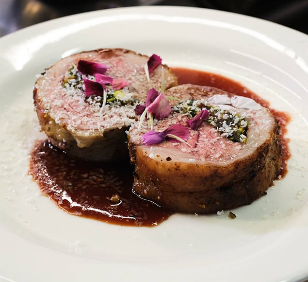 Rolled Lamb Loin Stuffed With Dates Pistachios | Cherry Jus | Aussie Beef &amp; Lamb | UK