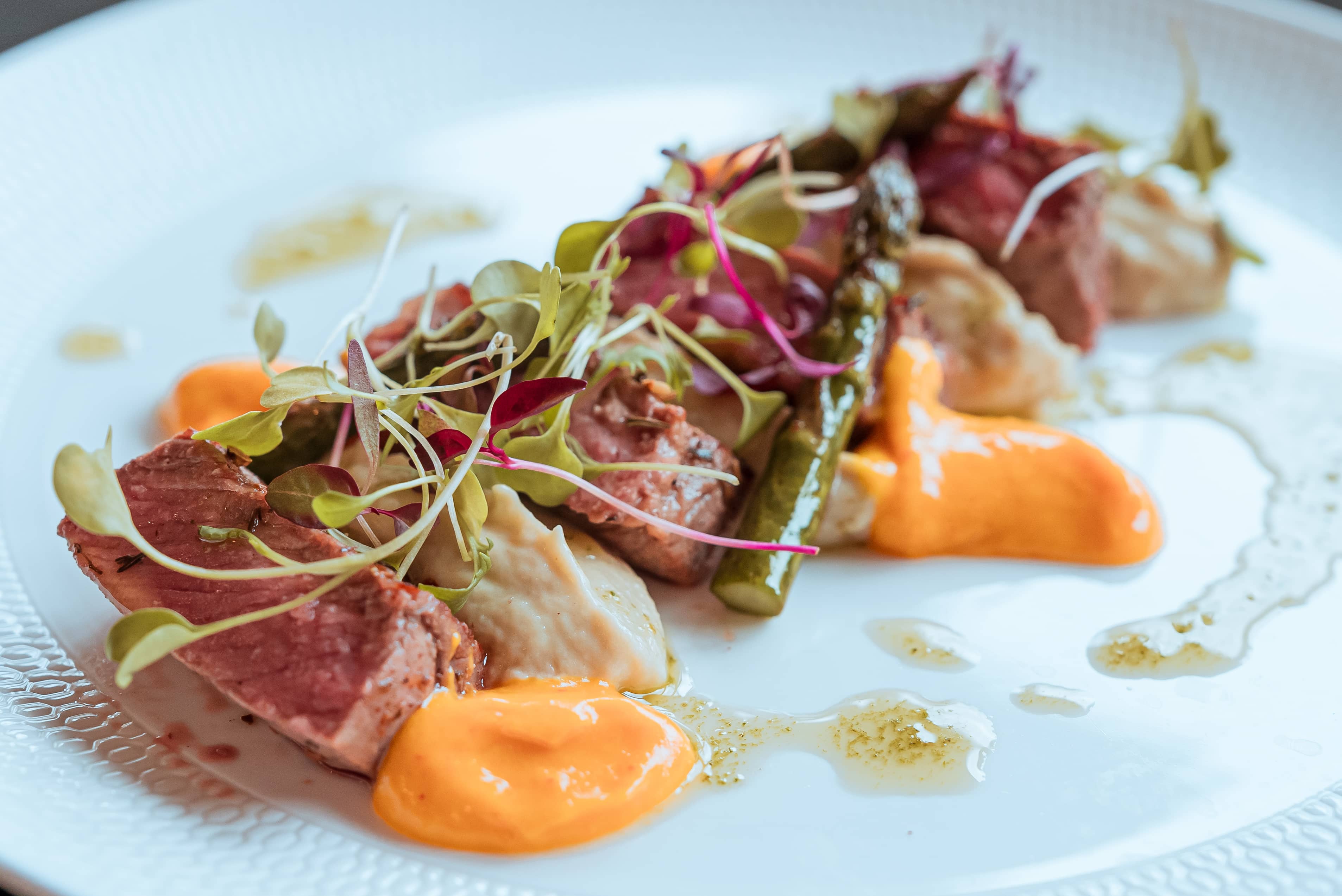 Aussie Beef Sirloin, Asparagus, Aubergine Puree &amp; Amba Sauce | Aussie Beef &amp; Lamb | UK