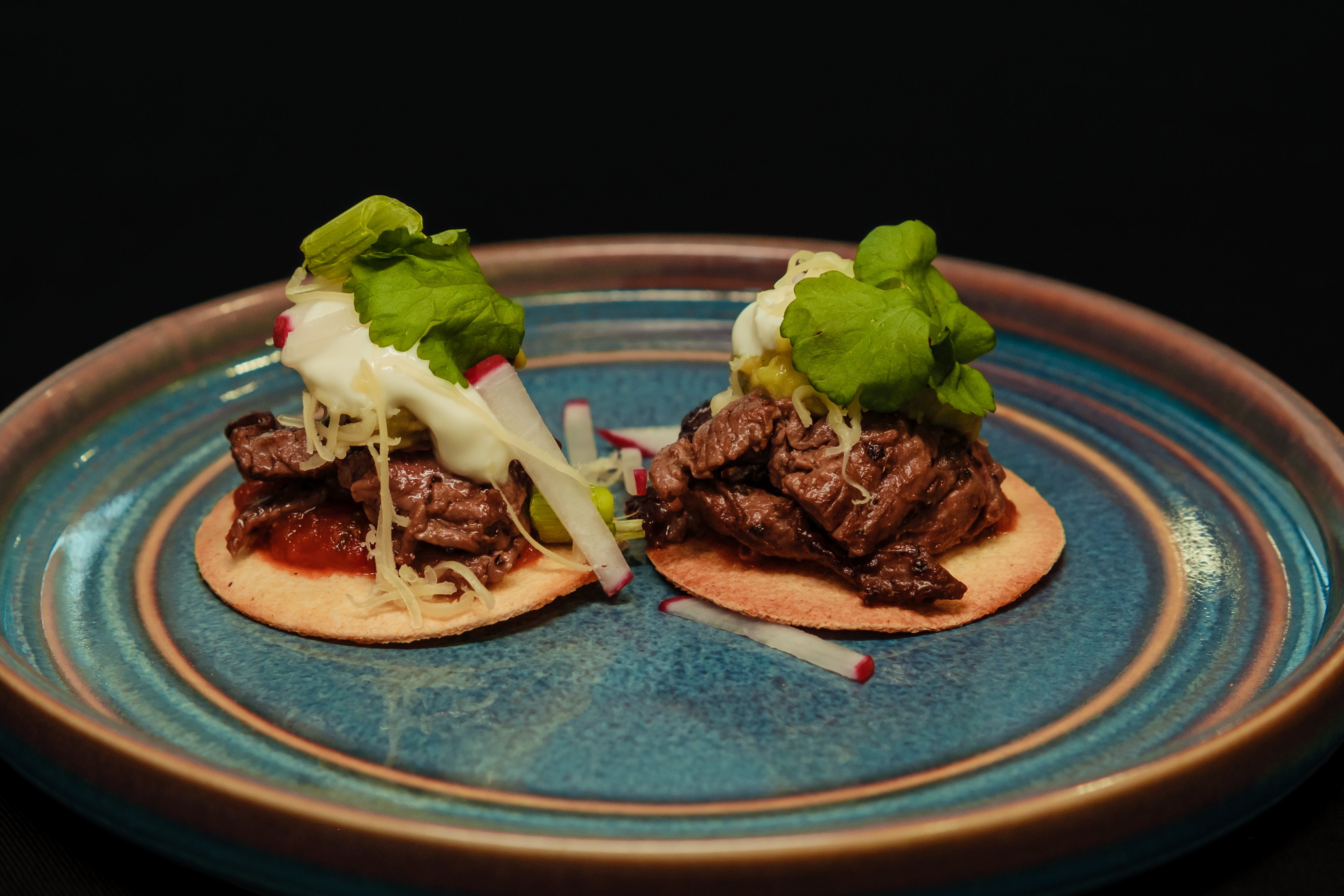 Bavette Steak Tacos with Salsa Roja and Guacamole