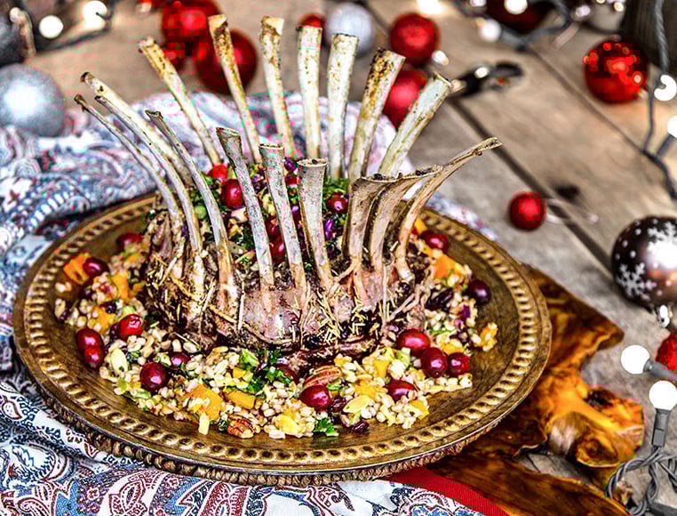 Christmas Lamb Crown Roast with Butternut Farro Salad