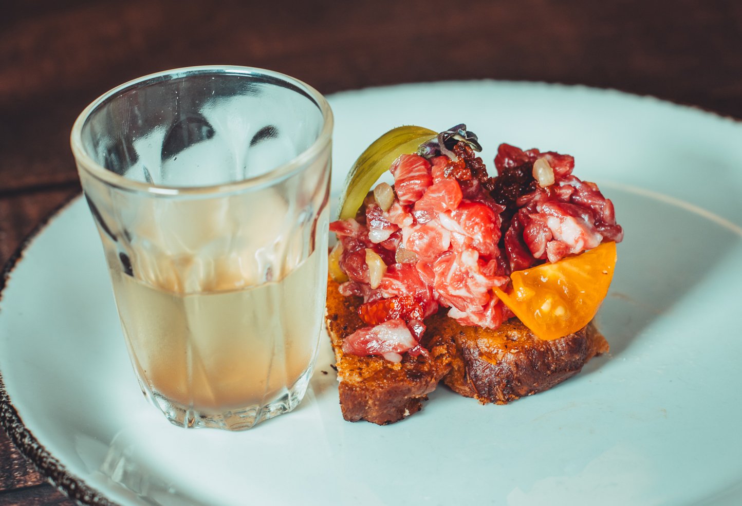 Wagyu Tartare Bruschetta with Heirloom Tomatoes