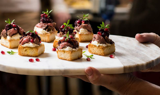 Lamb Loin Bruschetta with Cherry & Olive Tapenade