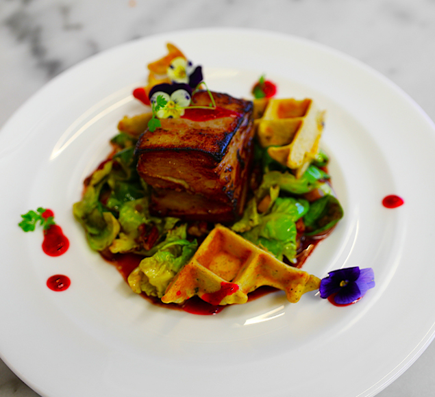 Sous-Vide Lamb Breast with Sage Waffles
