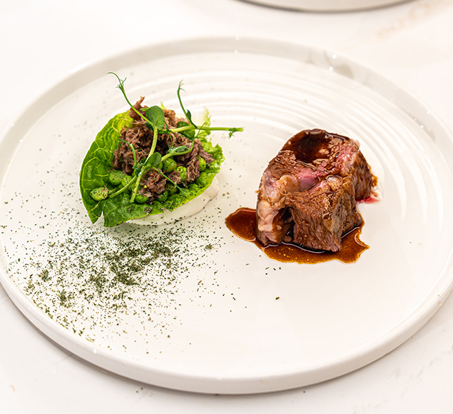 Roasted Lamb Rump with Pea Pod Jus