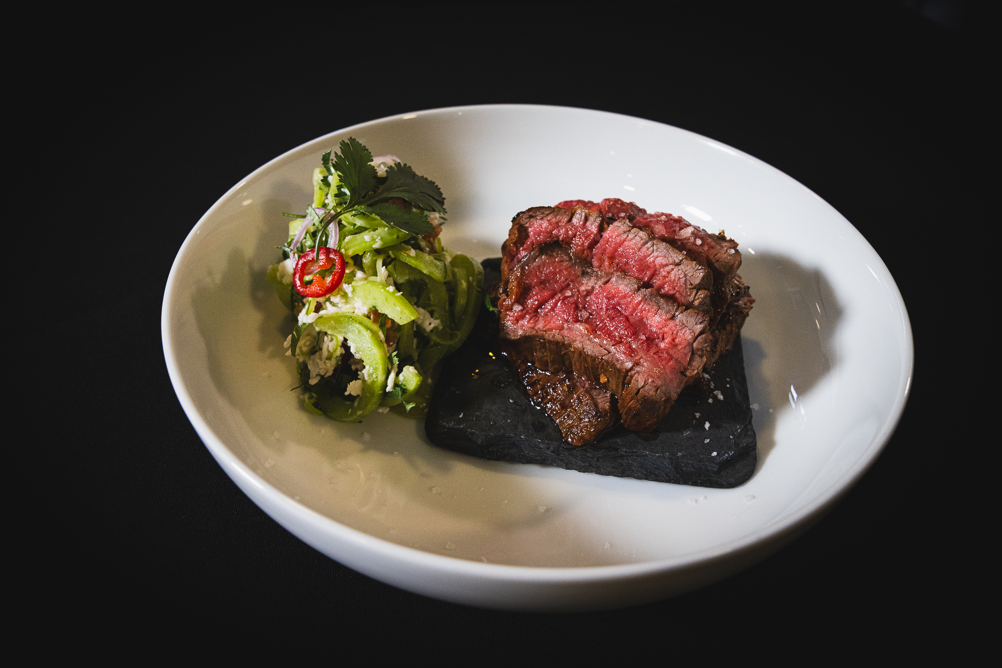 Chargrilled Australian Wagyu Bavette Hacho Miso & Sneak Gourd Salad